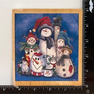 Vintage Jamie Carter Snowman Collection 90185 Wood Mounted Rubber STAMPS HAPPEN